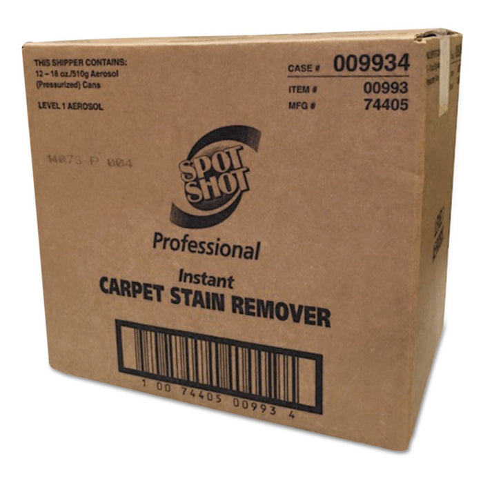 Spot Shot Professional Instant Carpet Stain Remover, Unscented, 18 oz Aerosol Spray, 12/Carton