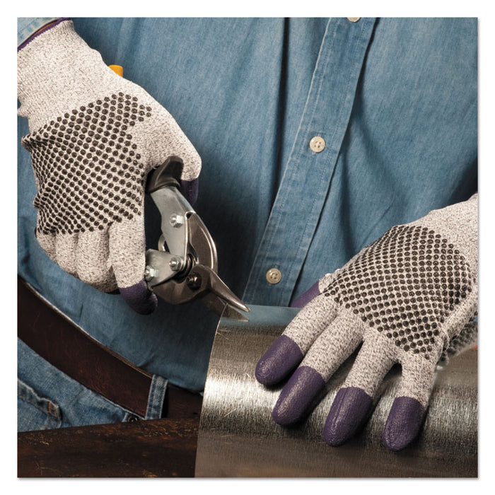 G60 PURPLE NITRILE Cut-Resistant Gloves, EN388: 4340, 9.06" Long, Medium (Size 8), Black/White, Pair