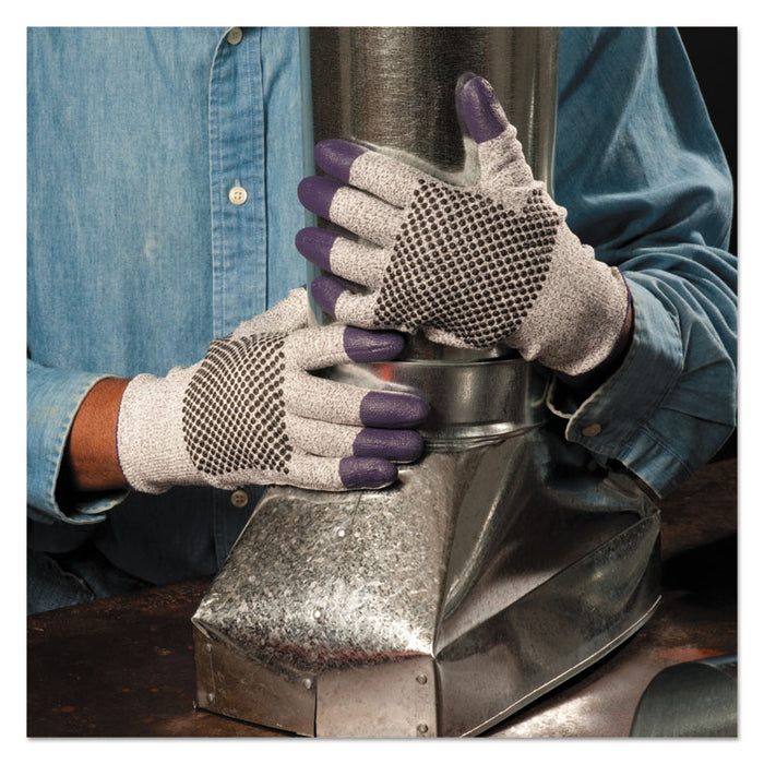 G60 PURPLE NITRILE Cut-Resistant Gloves, EN388: 4340, 9.45" Long, Large (Size 9), Black/White, 12 Pairs/Carton