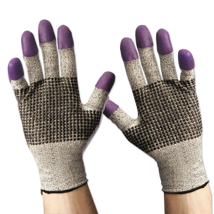 G60 PURPLE NITRILE Cut-Resistant Gloves, EN388: 4340, 9.45" Long, Large (Size 9), Black/White, 12 Pairs/Carton