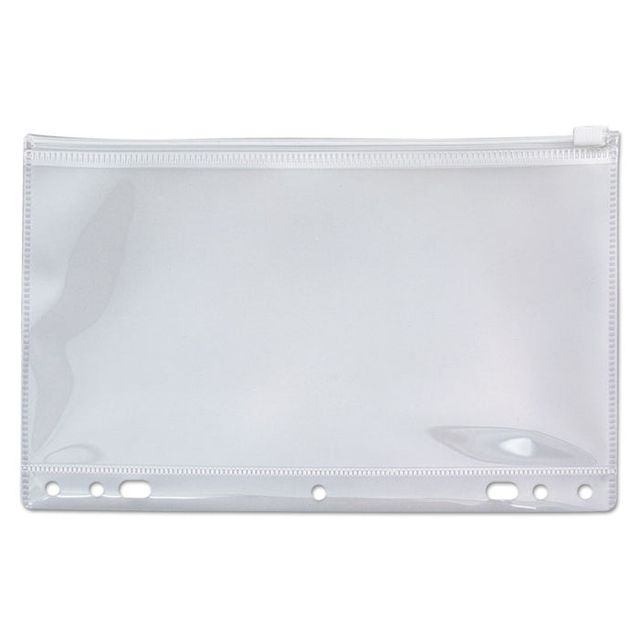 Zip-All Ring Binder Pocket, 2- to 7-Hole Punched, 6" x 9.5", Clear
