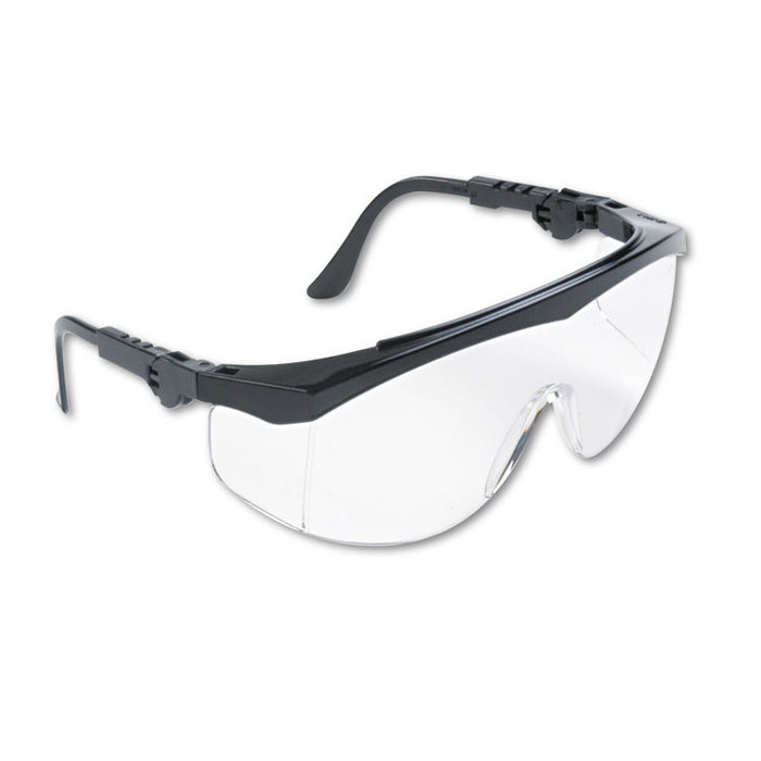 Tomahawk Safety Glasses, Black Half Frame OTG, Clear Single Lens, 12/Box