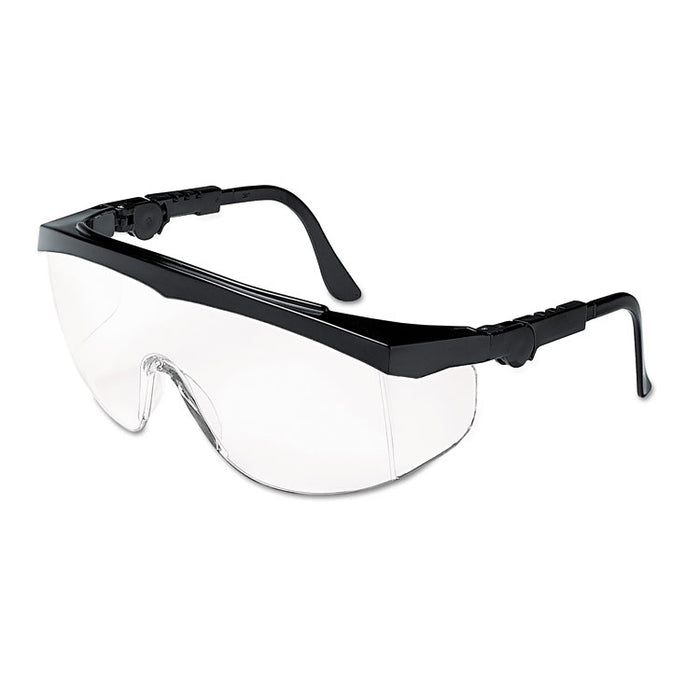 Tomahawk Safety Glasses, Black Half Frame OTG, Clear Single Lens, 12/Box