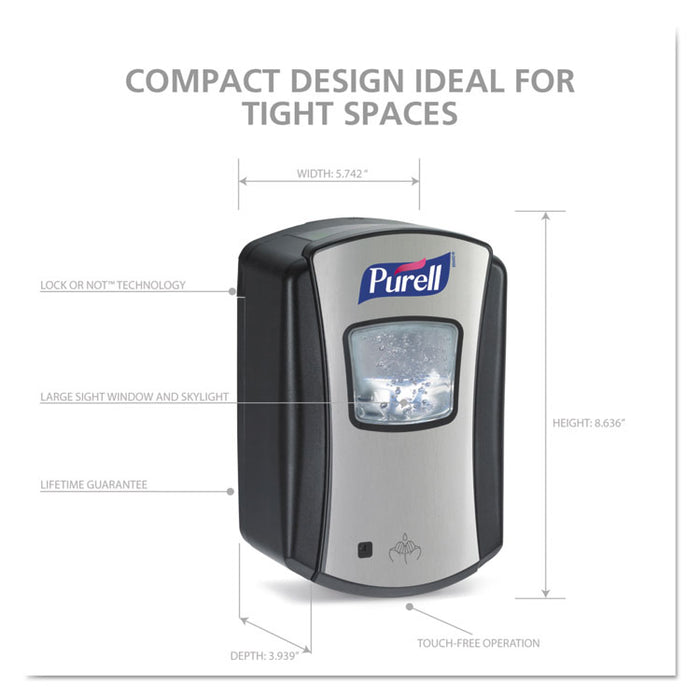 LTX-7 Touch-Free Dispenser, 700 mL, 5.75 x 4 x 4.88, Chrome/Black, 4/Carton