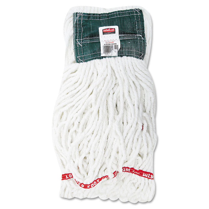 Web Foot Shrinkless Looped-End Wet Mop Head with 5" Headband, Cotton/Synthetic, Medium, White, 6/Carton
