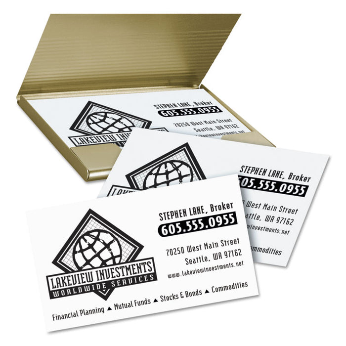 Clean Edge Business Card Value Pack, Laser, 2 x 3.5, White, 10 Cards/Sheet, 200 Sheets/Box