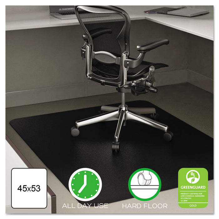 EconoMat Non-Studded All Day Use Chair Mat for Hard Floors, Rectangular, 45" x 53", Black, Ships Flat
