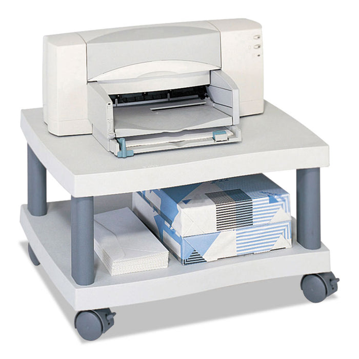 Wave Design Under-Desk Printer Stand, Plastic, 2 Shelves, 20" x 17.5" x 11.5", Light Gray/Charcoal Gray