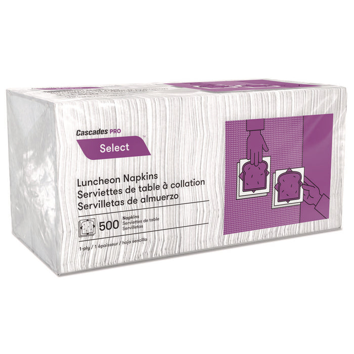 Select Single Serve Luncheon Napkins, 1-Ply, 12 x 12, White, 500/Pack, 6,000/Carton