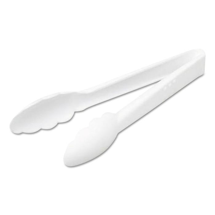 Tongs, Plastic, 9", White, 4/Pack