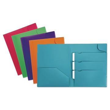 Divide It Up Four-Pocket Poly Folder, Accommodates (110) 11 x 8.5 Sheets, Randomly Assorted Colors