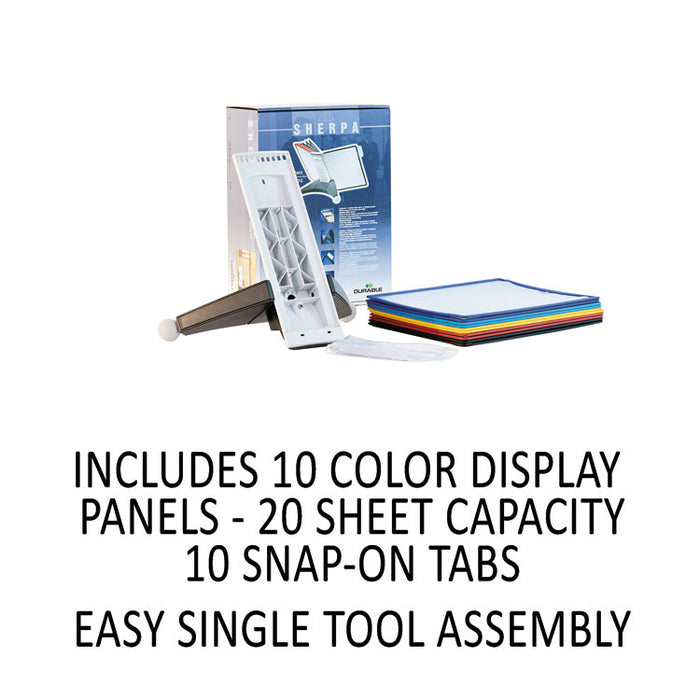 SHERPA Desk Reference System, 10 Panels, 10 x 5.63 x 13.88, Assorted Borders