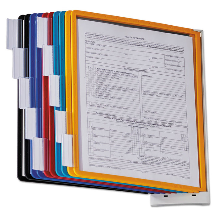 Sherpa Wall-Mount Reference System, 10 Gray Panels, Letter, Assorted Borders