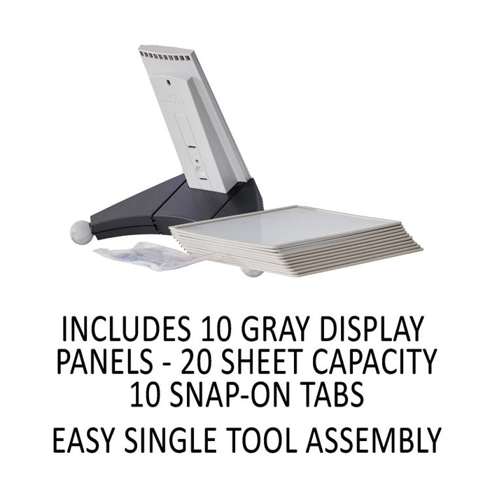 SHERPA Desk Reference System, 10 Panels, 10 x 5.88 x 13.5, Gray Borders