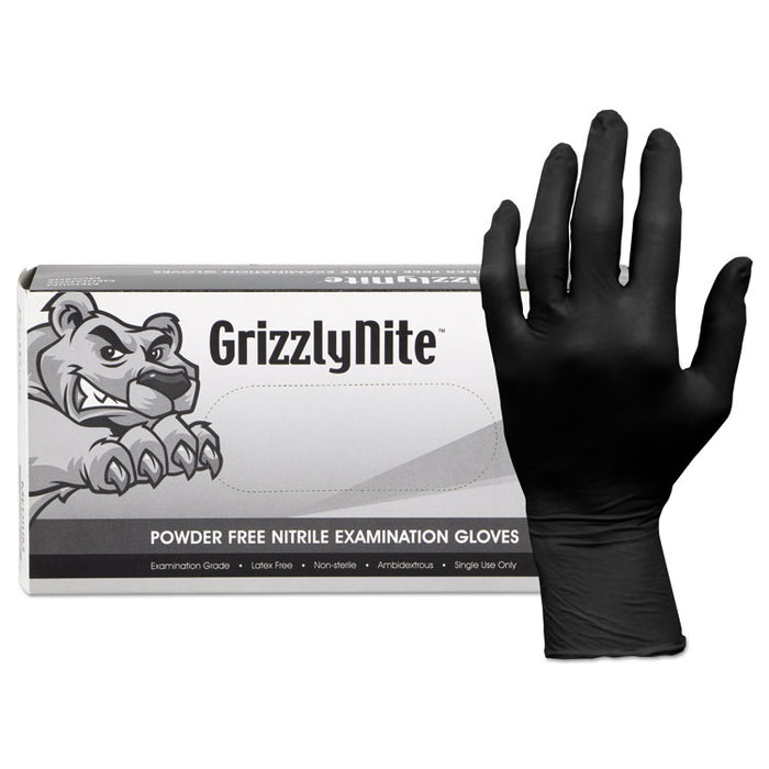 ProWorks GrizzlyNite Nitrile Gloves, Powder-Free, X-Large, 5 mil Thick, Black, 100/Box, 10 Boxes/Carton