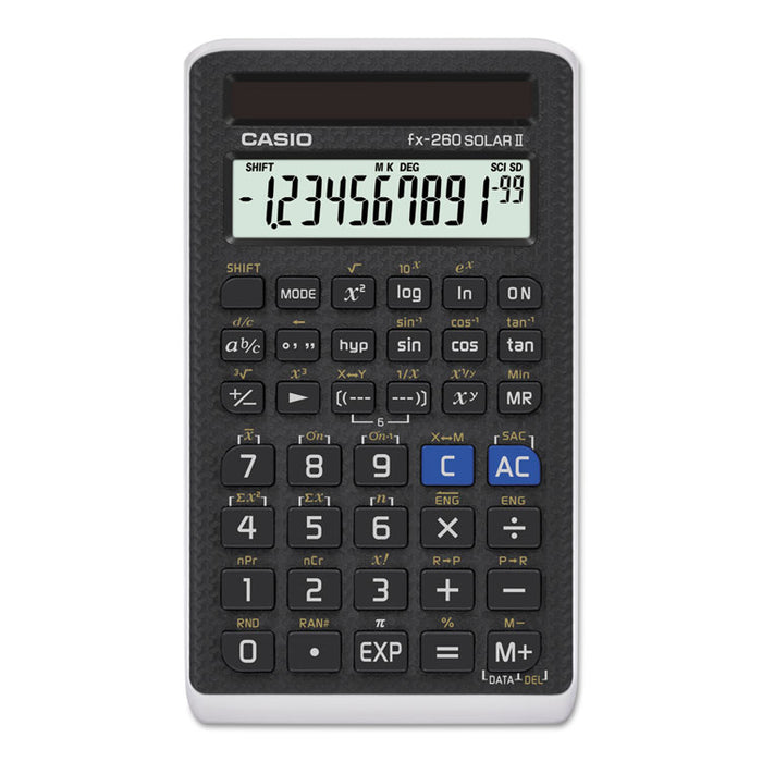FX-260 Solar II All-Purpose Scientific Calculator, 10-Digit LCD, Black
