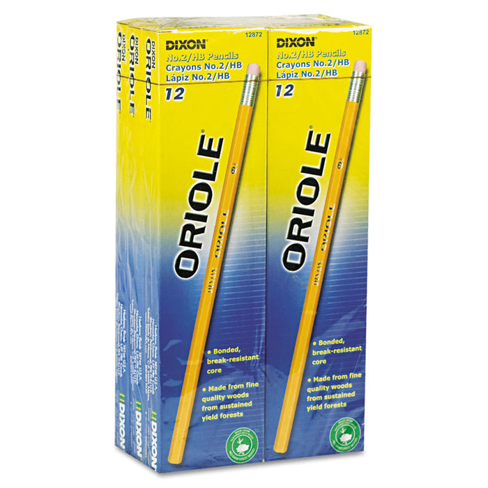 Oriole Pencil Value Pack, HB (#2), Black Lead, Yellow Barrel, 72/Pack