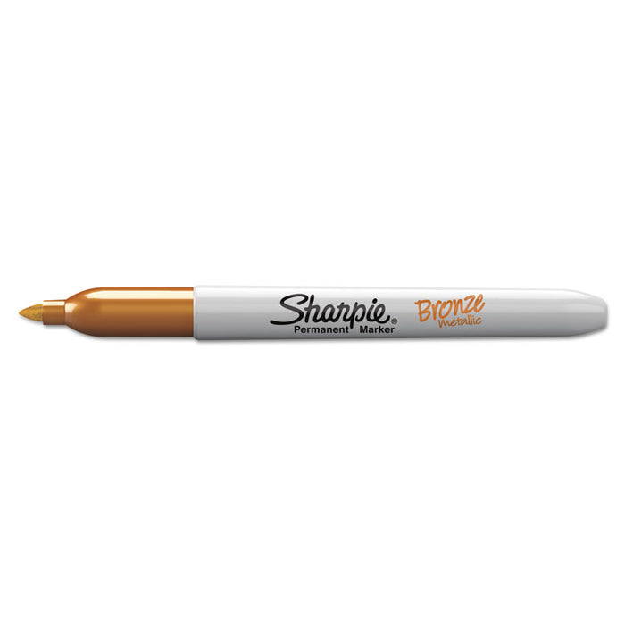 Metallic Fine Point Permanent Markers, Fine Bullet Tip, Gold-Silver-Bronze, 6/Pack