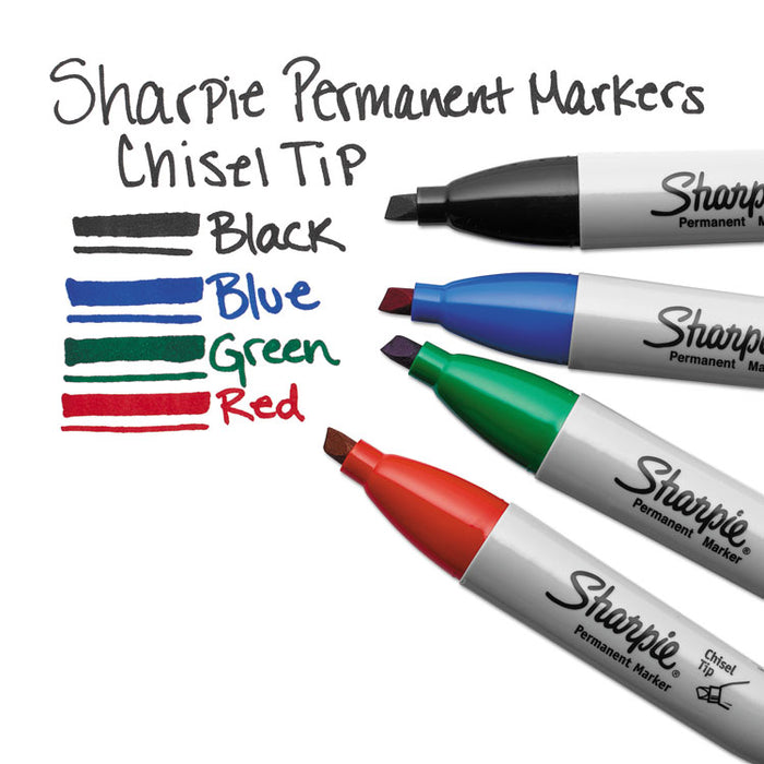 Chisel Tip Permanent Marker, Medium Chisel Tip, Blue, Dozen