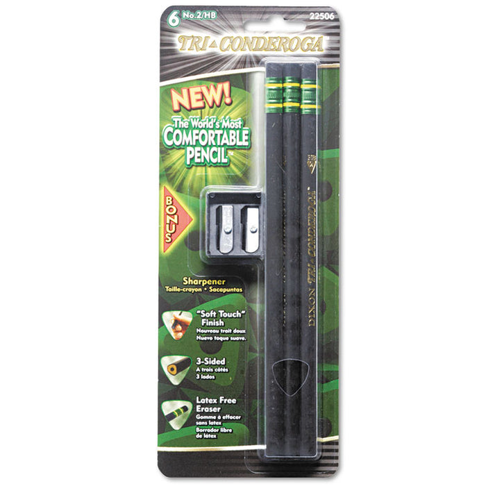 Tri-Conderoga Triangular #2 Woodcase Oversized Pencil, HB (#2), Black Lead, Yellow Barrel, 3/Pack