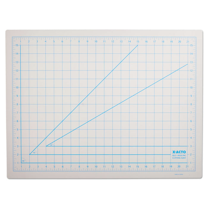 Self-Healing Cutting Mat, 1" Grid with Guide Angles, Non-Slip Backing, 18" x 24", Gray