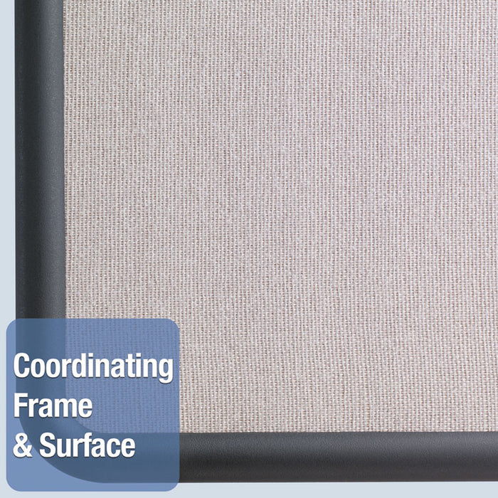 Contour Fabric Bulletin Board, 36" x 24", Gray Surface, Black Plastic Frame
