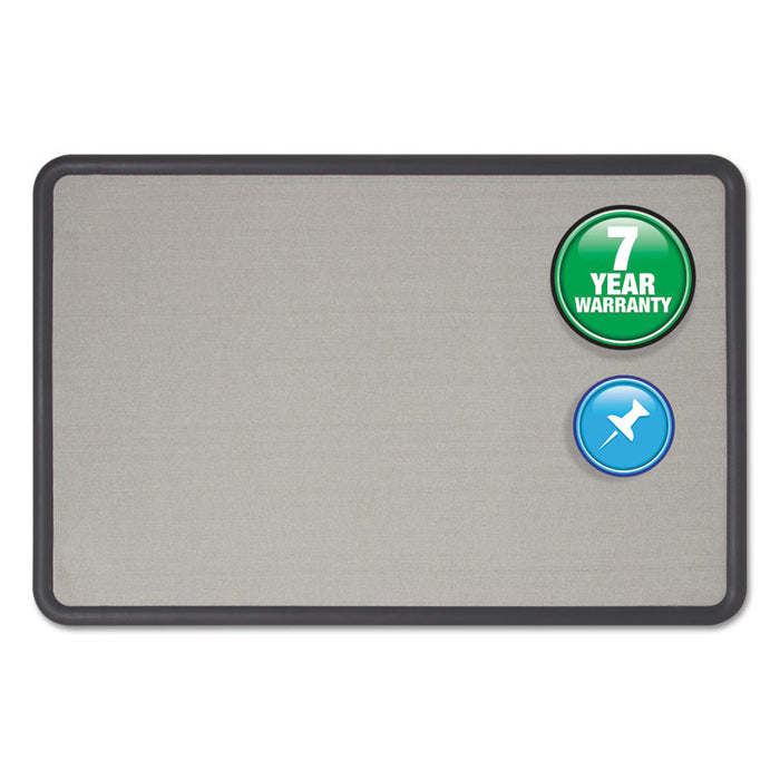 Contour Fabric Bulletin Board, 48" x 36", Gray Surface, Black Plastic Frame