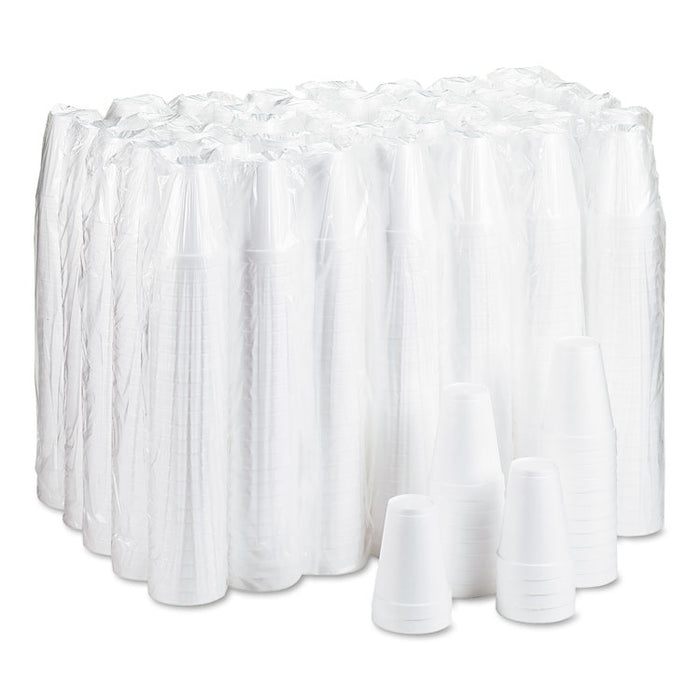 Foam Drink Cups, 12 oz, White, 25/Bag,  40 Bags/Carton