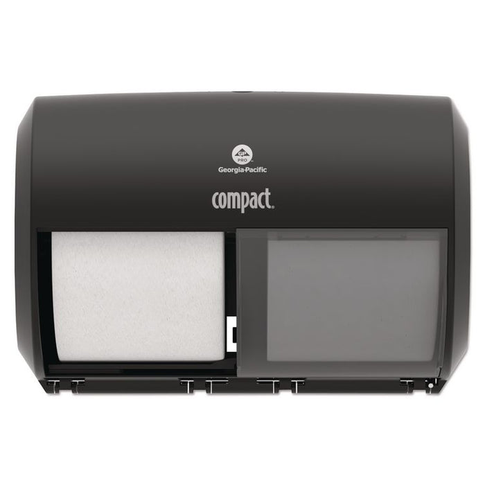 Compact Coreless Side-by-Side Double Roll Tissue Dispenser, 11.5 x 7.63 x 8, Black