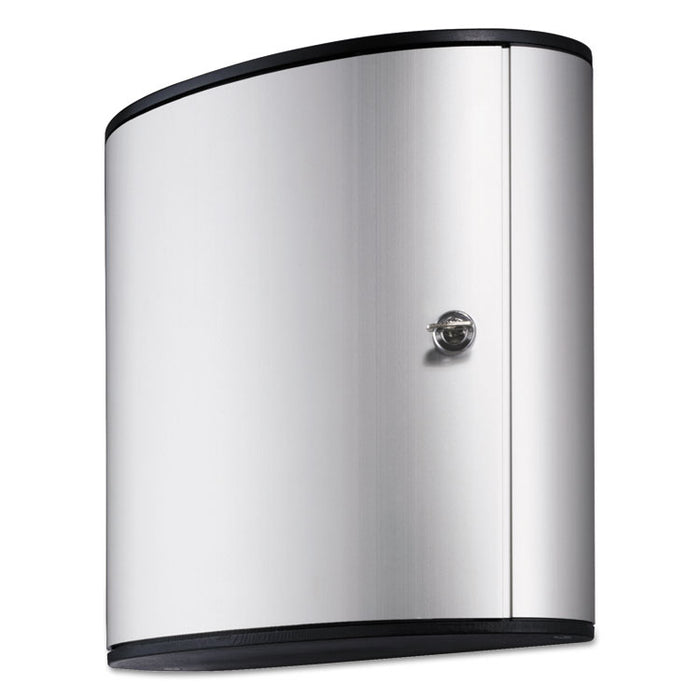 Locking Key Cabinet, 36-Key, Brushed Aluminum, Silver, 11.75" x 4.63" x 11"