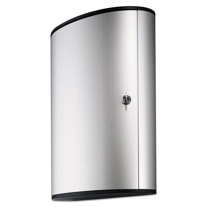 Locking Key Cabinet, 72-Key, Brushed Aluminum, Silver, 11.75" x 4.63" x 15.75"