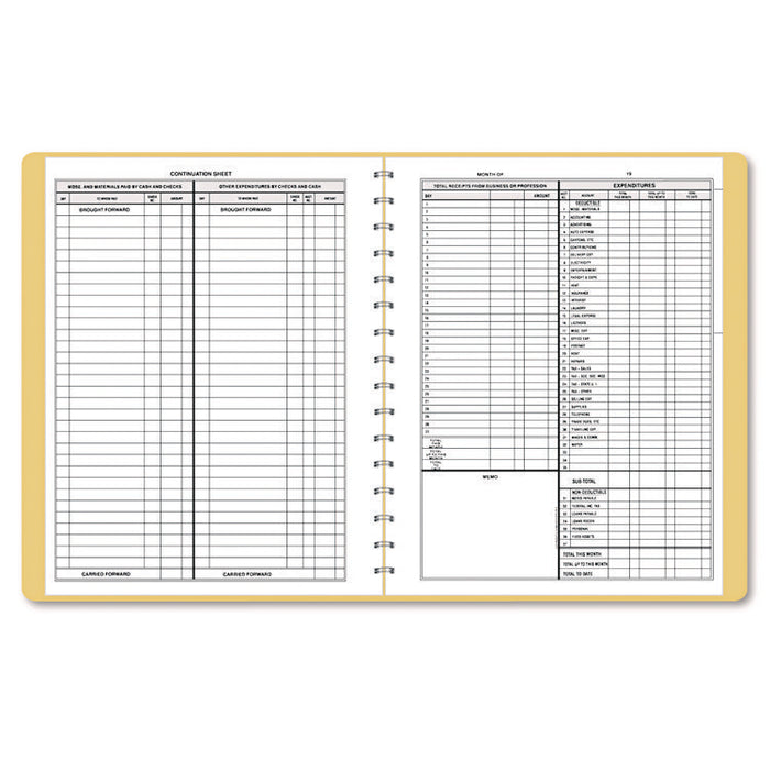 Simplified Monthly Bookkeeping Record, 4 Column Format, Tan Cover, 11 x 8.5 Sheets, 128 Sheets/Book