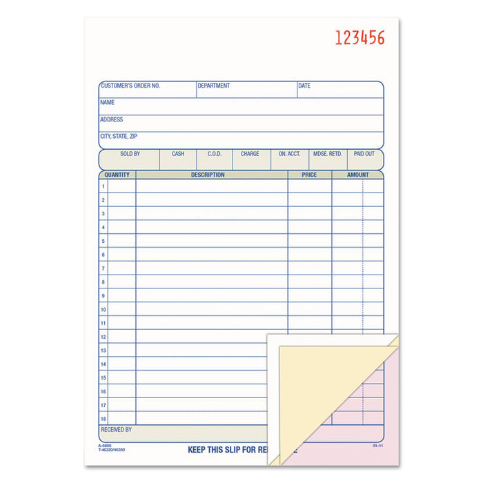 Multipart Sales Order Pad, 18 Lines, Two-Part Carbonless, 5.56 x 7.94, 50 Forms Total