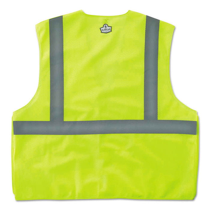 GloWear 8215BA Type R Class 2 Econo Breakaway Mesh Safety Vest, Polyester, Small to Medium, Lime