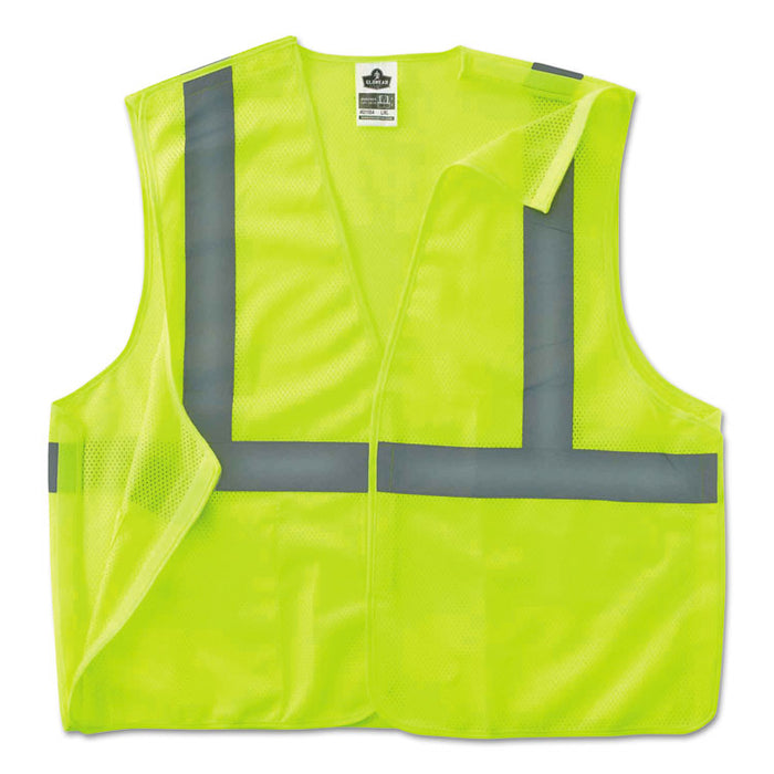 GloWear 8215BA Type R Class 2 Econo Breakaway Mesh Safety Vest, Polyester, Small to Medium, Lime