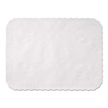 Scalloped Edge Traymat, Anniversary Embossed Surface, 19" x 14", White, 1,000/Carton
