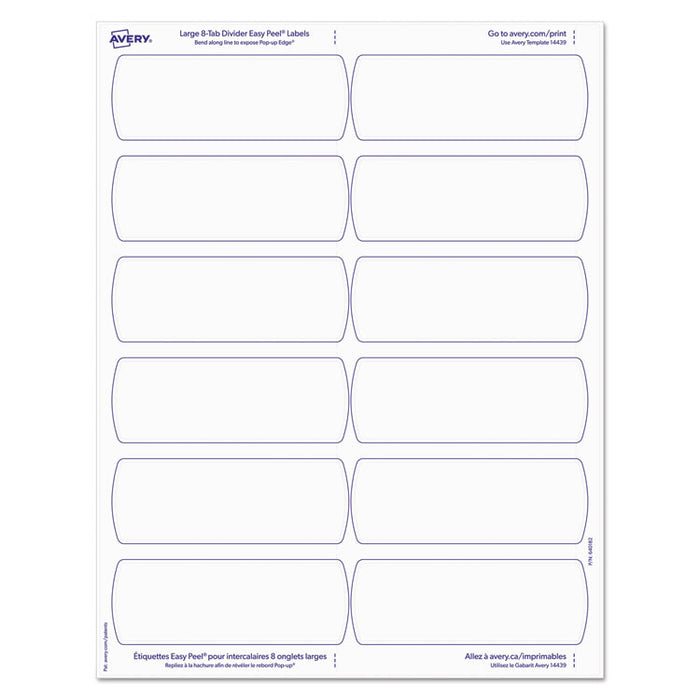 Big Tab Printable Large White Label Tab Dividers, 8-Tab, 11 x 8.5, White, 20 Sets