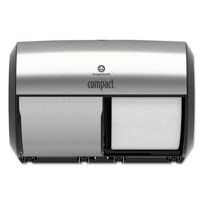 Compact Coreless Side-by-Side Double-Roll Tissue Dispenser, 11 x 7.38 x 7.38, Stainless Steel