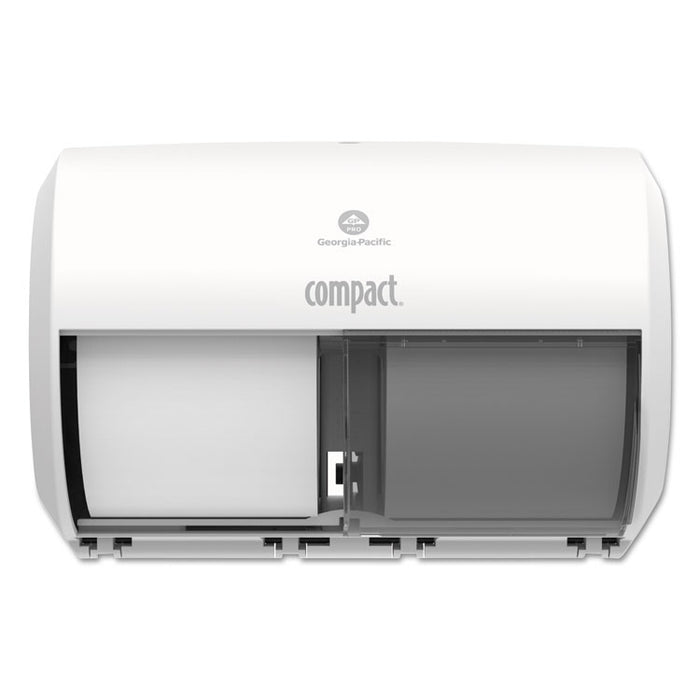 Compact Coreless Side-by-Side Double Roll Tissue Dispenser, 11.31 x 7.69 x 8, White