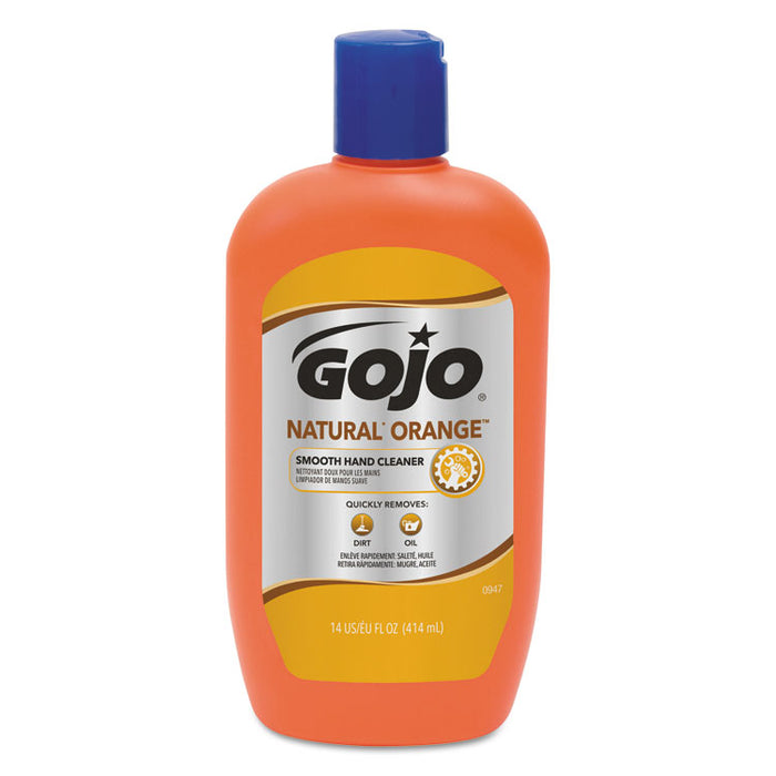 NATURAL ORANGE Smooth Hand Cleaner, Quick-Acting Lotion with Flip-Cap Squeeze Bottle, Citrus Scent, 14 fl oz, 12/Carton