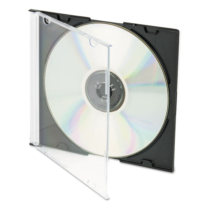 CD/DVD Slim Jewel Cases, Clear/Black, 25/Pack