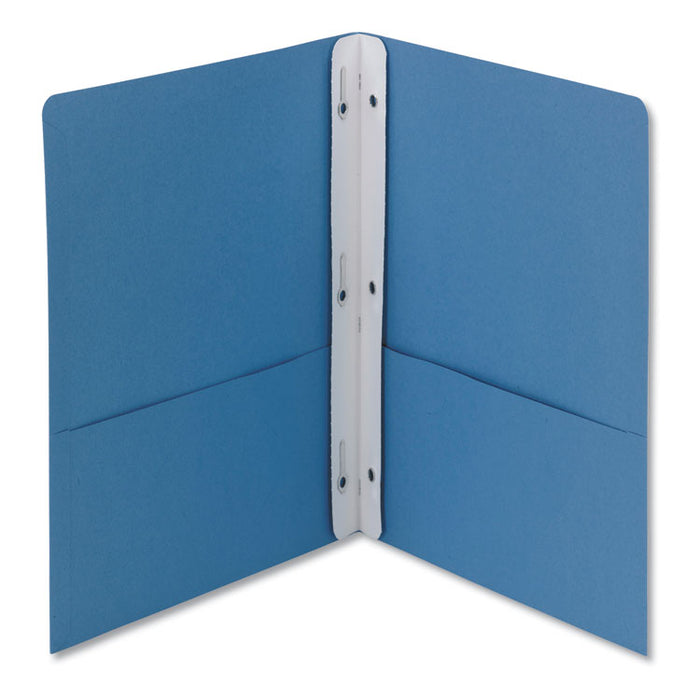 Two-Pocket Folder with Tang Strip Style Fasteners, Accommodates (100) 11 x 8.5 Sheets, Blue, 25/Box