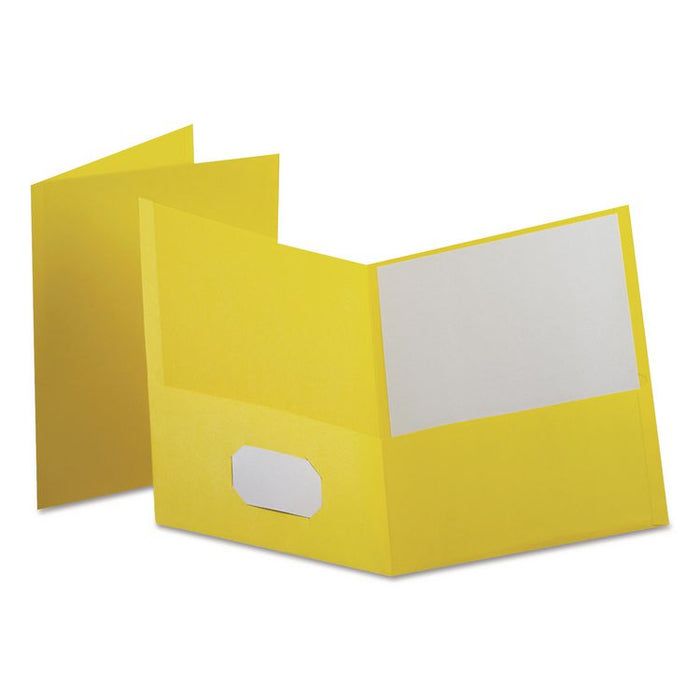 Leatherette Two Pocket Portfolio, 8.5 x 11, Yellow/Yellow, 10/Pack