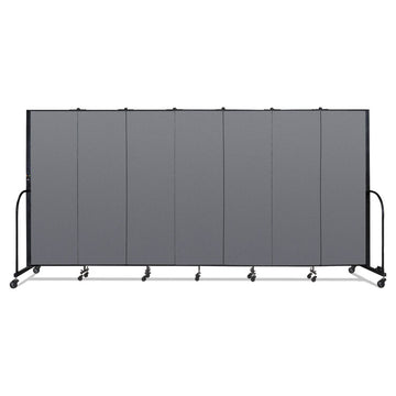 Portable Room Divider, 13 ft 1" x 0.75" x 6 ft, Vinyl/Fiberglass/Steel, Gray