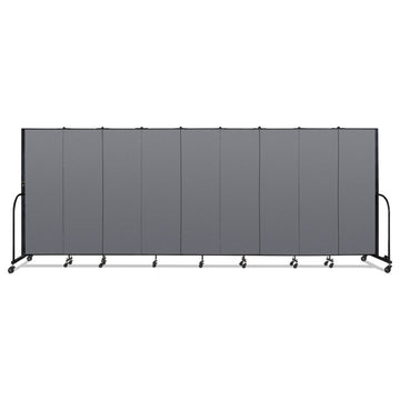 Portable Room Divider, 16 ft 9" x 0.75" x 6 ft, Vinyl/Fiberglass/Steel, Gray