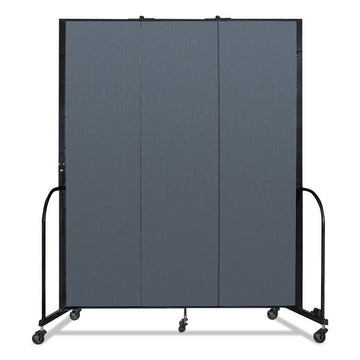 Portable Room Divider, 5 ft 9" x 0.75" x 7 ft 4", Vinyl/Fiberglass/Steel, Blue