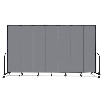 Portable Room Divider, 13 ft 1" x 0.75" x 7 ft 4", Vinyl/Fiberglass/Steel, Gray