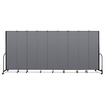 Portable Room Divider, 16 ft 9" x 0.75" x 7 ft 4", Vinyl/Fiberglass/Steel, Gray