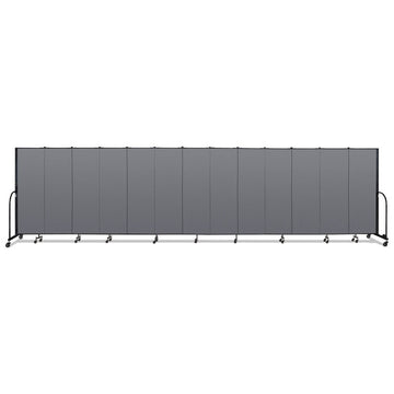 Portable Room Divider, 24 ft 1" x 0.75" x 6 ft, Vinyl/Fiberglass/Steel, Gray