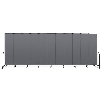 Portable Room Divider, 20 ft 5" x 0.75" x 7 ft 4", Vinyl/Fiberglass/Steel, Gray
